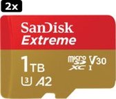 2x SanDisk Extreme MicroSDXC 1TB - 190/130 mb/s - A2 - V30 - SDA - Rescue Pro DL 1Y - Inclusief SD Adapter