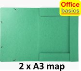 2 x A3 Elastomap Office Basics - extra stevig glans karton - groen