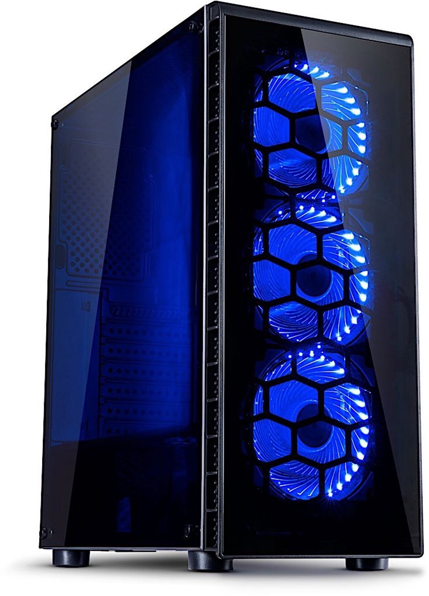 Inter-Tech CXC2 tower-behuizing 2x USB-A 2.0, USB-A 3.2 (5 Gbit/s), 2x Audio, Window-kit