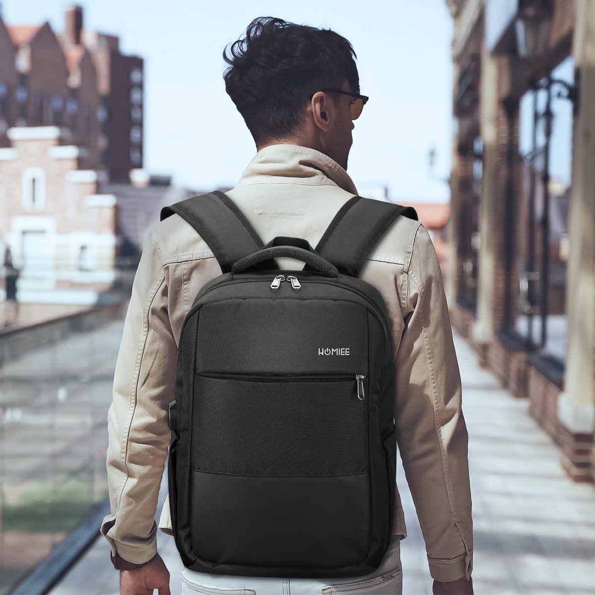 HOMIEE Sac à Dos Ordinateur 15,6″ Antivol Avec Port USB – Sac École Travail Voyage Grande Capacité, Imperméable Résistant, Idéal Étudiant Et Professionnel