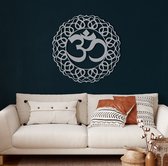 Wanddecoratie |Mandala Om| Metal - Wall Art | Muurdecoratie | Woonkamer | Buiten Decor |Zilver| 60x60cm