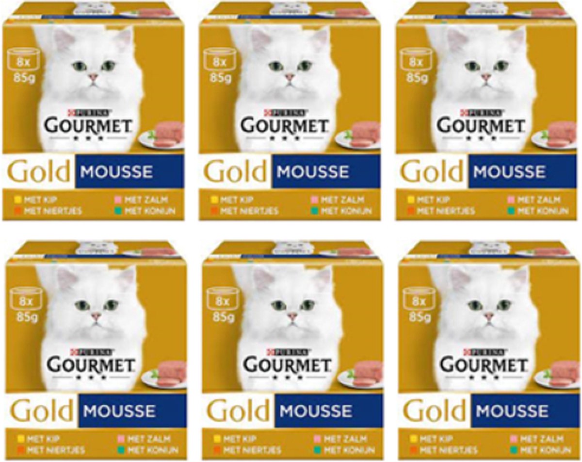 Gourmet Gourmet Gold - Mousse Kip, Zalm & Konijn - Kattenvoer - 8x85g