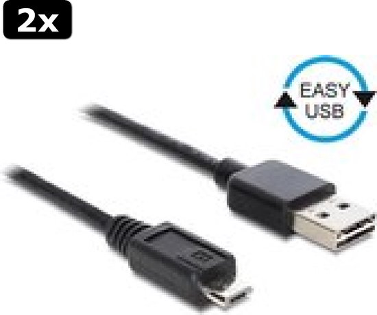 2x DELOCK USB 2.0 Kabel – A Auf Mini-B 5pin, Gewinkelt, 2m Länge, Für Kameras & Festplatten