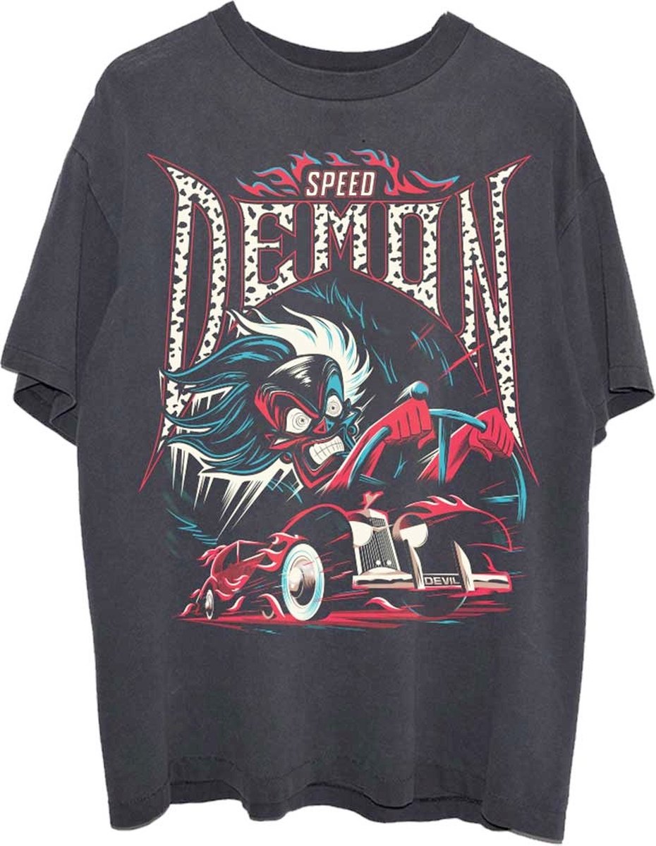 Disney 101 Dalmatians Unisex Tshirt -S- Cruella Speed Demon Zwart