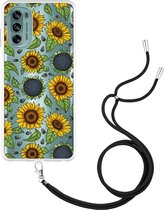 Motorola Moto G62 5G Hoesje met Koord Sunflowers - Designed by Cazy