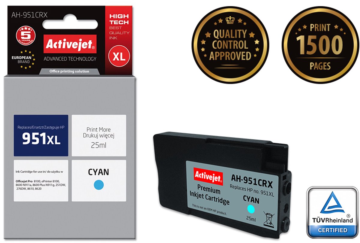 Originele inkt cartridge Activejet AH-951CRX Cyaan