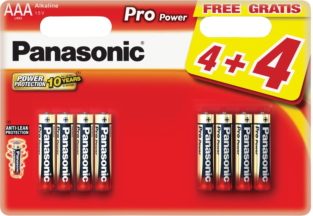 Panasonic AAA batterij (potlood) Pro Power 4+4 gratis Alkaline 1.5 V 8 stuk(s)