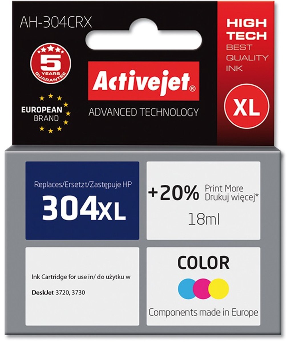 Activejet AH-304CRX inkt (vervanging HP 304XL N9K07AE; Premium; 18 ml; kleur)