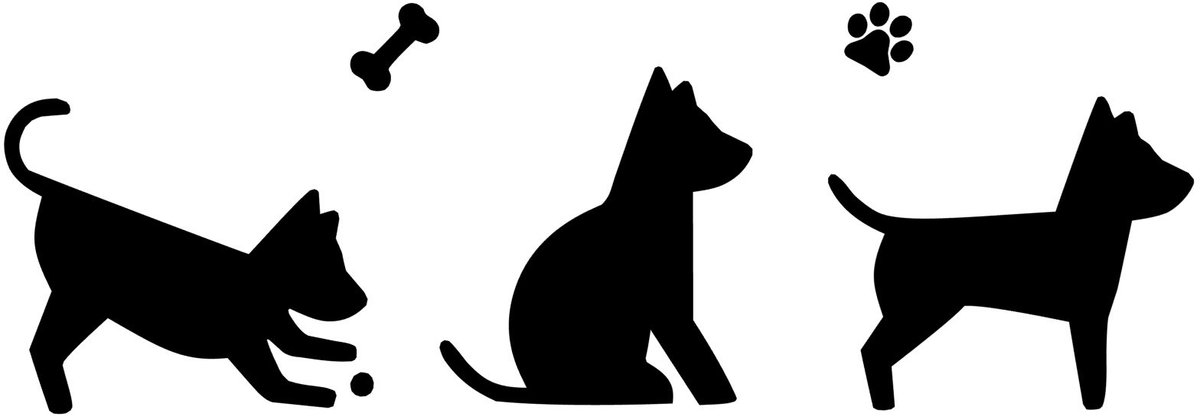 Looster-art&design Raam - Muur sticker 3 honden -Wall - Art Dogs zwart