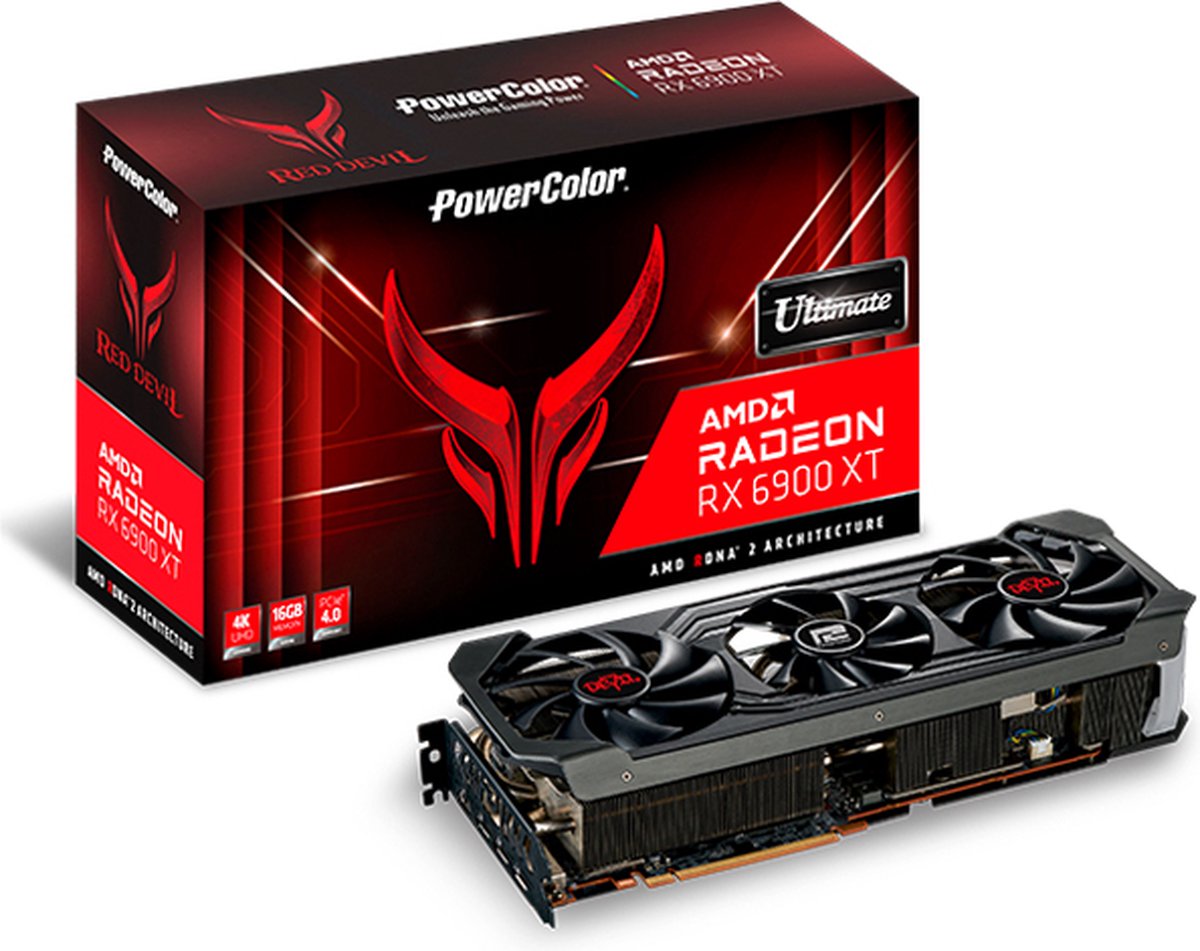PowerColor Red Devil AMD Radeon RX 6900 XT Ultimate Gaming grafische kaart met 16 GB GDDR6-geheugen, aangedreven door AMD RDNA 2, HDMI 2.1 One Size - RX6900XT