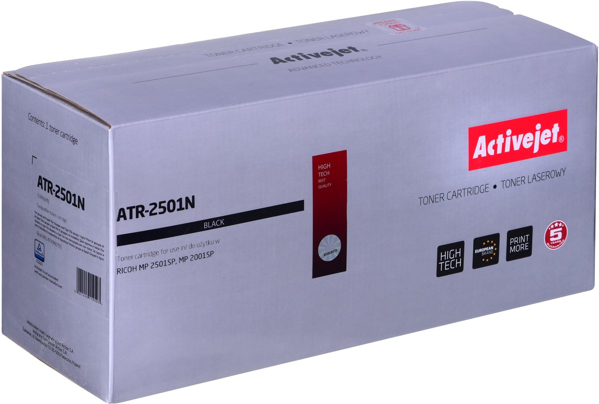 Activejet ATR-2501N toner voor Ricoh-printer, vervanging RICOH 841769, 841991, 842009; Supreme; 9000 pagina's; zwart