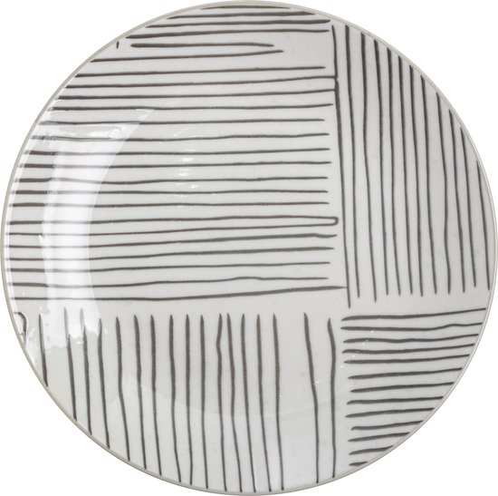 Gusta Bord Stripes Table Tales Dinerbord Wit/Zwart Strepen