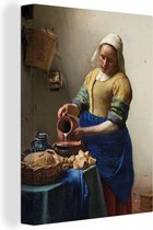 Canvas Schilderij Het melkmeisje - Schilderij van Johannes Vermeer - 90x120 cm - Wanddecoratie
