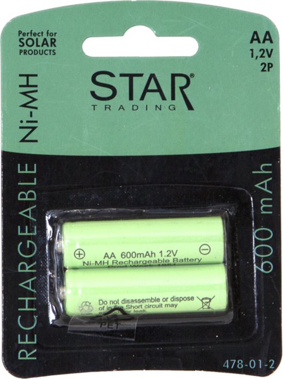 Star Trading 12.478-01-2, Batterie rechargeable, AA, Hybrides nickel-métal (NiMH), 1,2 V, 2 pièce(s), 600 mAh