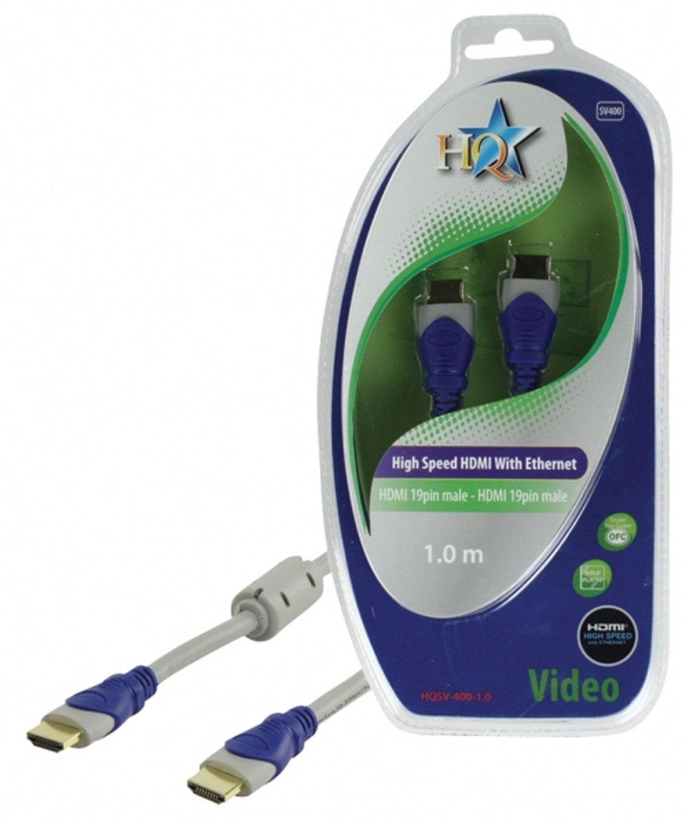 HQ - 1.4 High Speed HDMI kabel  - 1 m - Grijs/Blauw