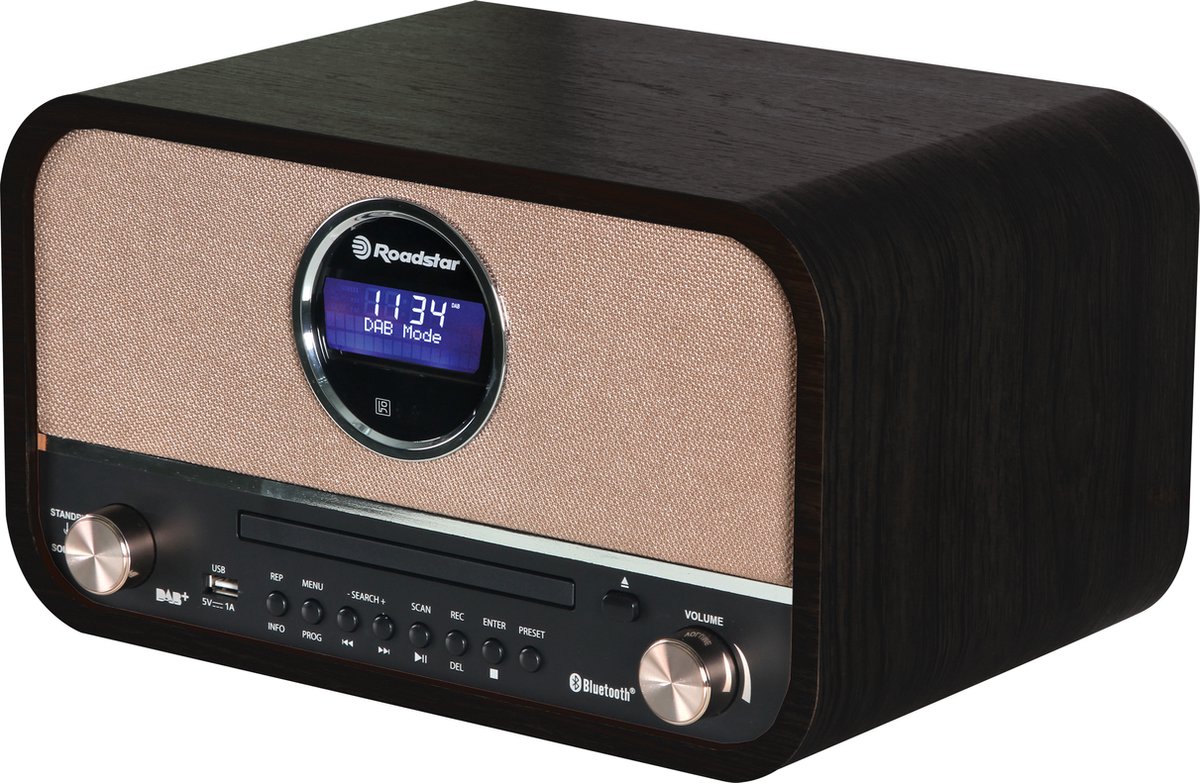 Roadstar DAB+ Retro Radio & CD Speler - Zwart - met Bluetooth