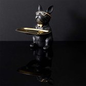 Beeld Bulldog Butler - zwart - empty pocket - H 21 cm