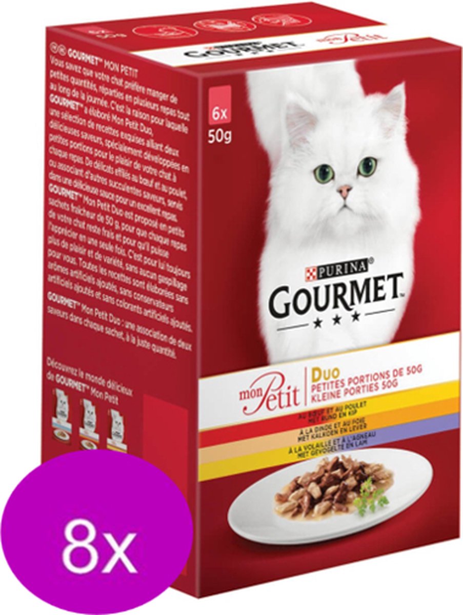 8x Gourmet Mon Petit - Duo Vlees - Kattenvoer - 6x50g