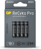 GP Batteries ReCyko Pro , Oplaadbare batterij, AAA, Nikkel-Metaalhydride (NiMH), 1,2 V, 4 stuk(s), 800 mAh