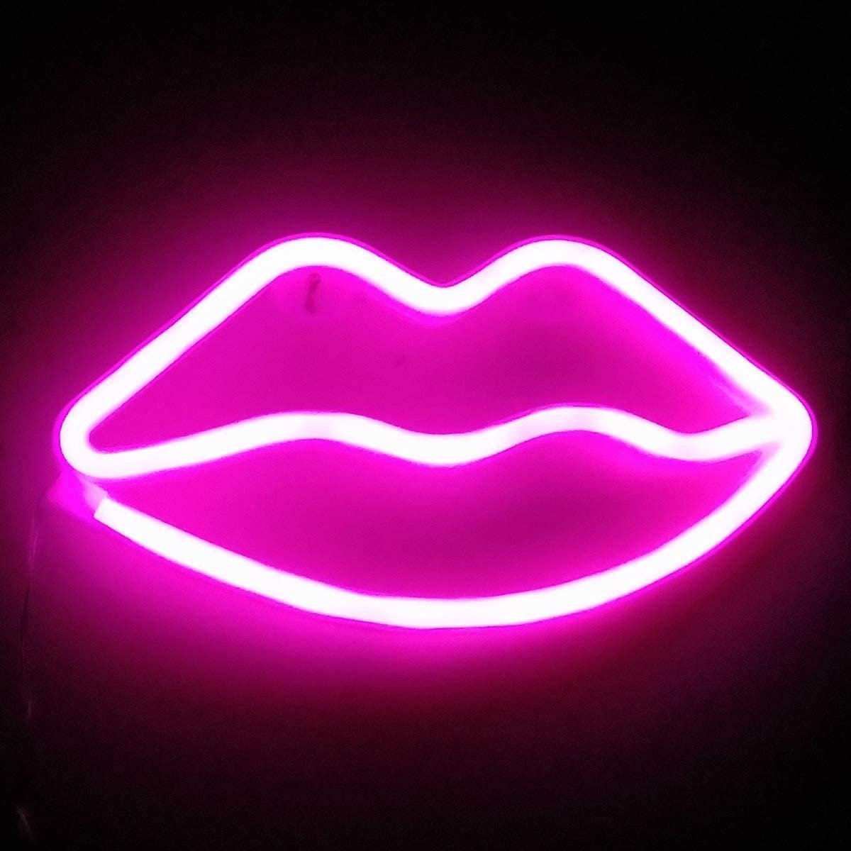 Neon led lamp - Lippen - Roze - 14 x 28 cm - Incl. 3 AA batterijen - Neon Verlichting - Wandlamp