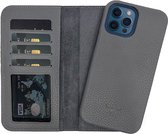 Dutchic Lederen Apple iPhone 13 Pro Hoesje (Tweedelige ontwerp: Book Case / Hardcase - II Grey)