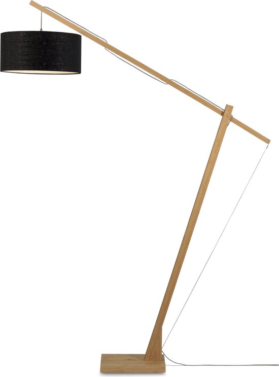 GOOD&MOJO Vloerlamp Montblanc - Bamboe/Zwart - 175x47x207cm - Scandinavisch,Bohemian - Staande lamp voor Woonkamer - Slaapkamer