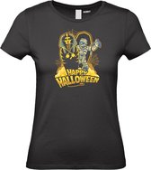 Dames T-shirt Halloween Mummy | Halloween kostuum kind dames heren | verkleedkleren meisje jongen | Zwart | maat S