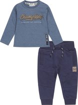 Dirkje - Kledingset - 2delig - Joggingbroek Navy - Shirt LS Lichtblauw melee - Maat 74