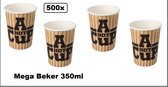 500x Mega Beker karton A Hot Cup 350ml - OP = OP -Koffie thee chocomel soep drank water beker karton