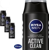 NIVEA MEN Active Clean Shampoo - 4 x 250 ml - Voordeelverpakking