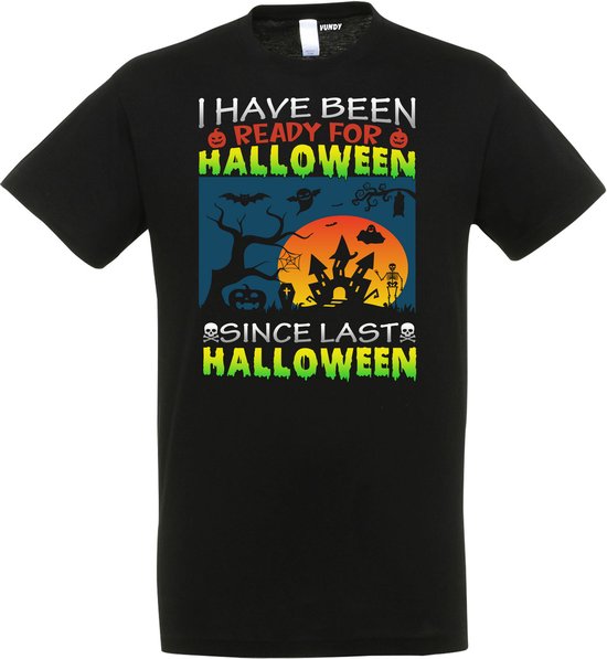 T-shirt Ready for Halloween | Halloween kostuum kind dames heren | verkleedkleren meisje jongen | Zwart | maat 4XL