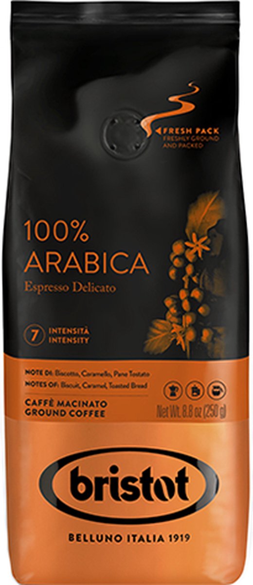 Goedkoopste Bristot 100 Arabica - Gemalen Koffie - 250 gram