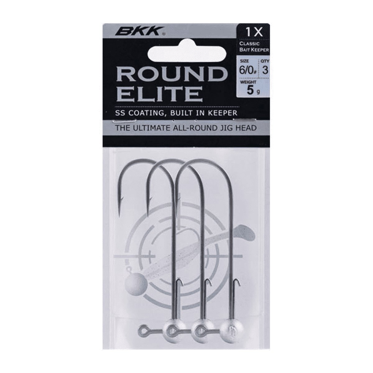 BKK Round Elite Jigheads + Baitkeeper Grijs 10g - Haak: 4/0
