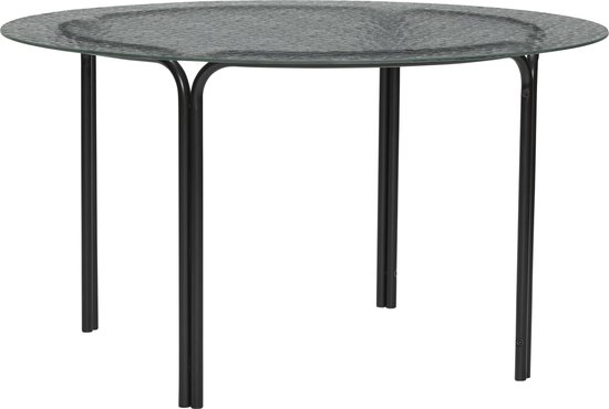 HÜBSCH INTERIOR – ORBIT Zwart metalen salontafel met glazen blad – Ø80 x h45cm