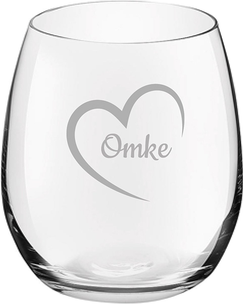 Gegraveerde Drinkglas 39cl Omke mei hert