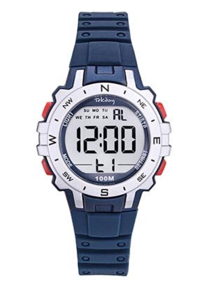 Tekday-Digitaal horloge-Blauwe Silicone band-waterdicht-sporten-zwemmen-34MM-Sportief