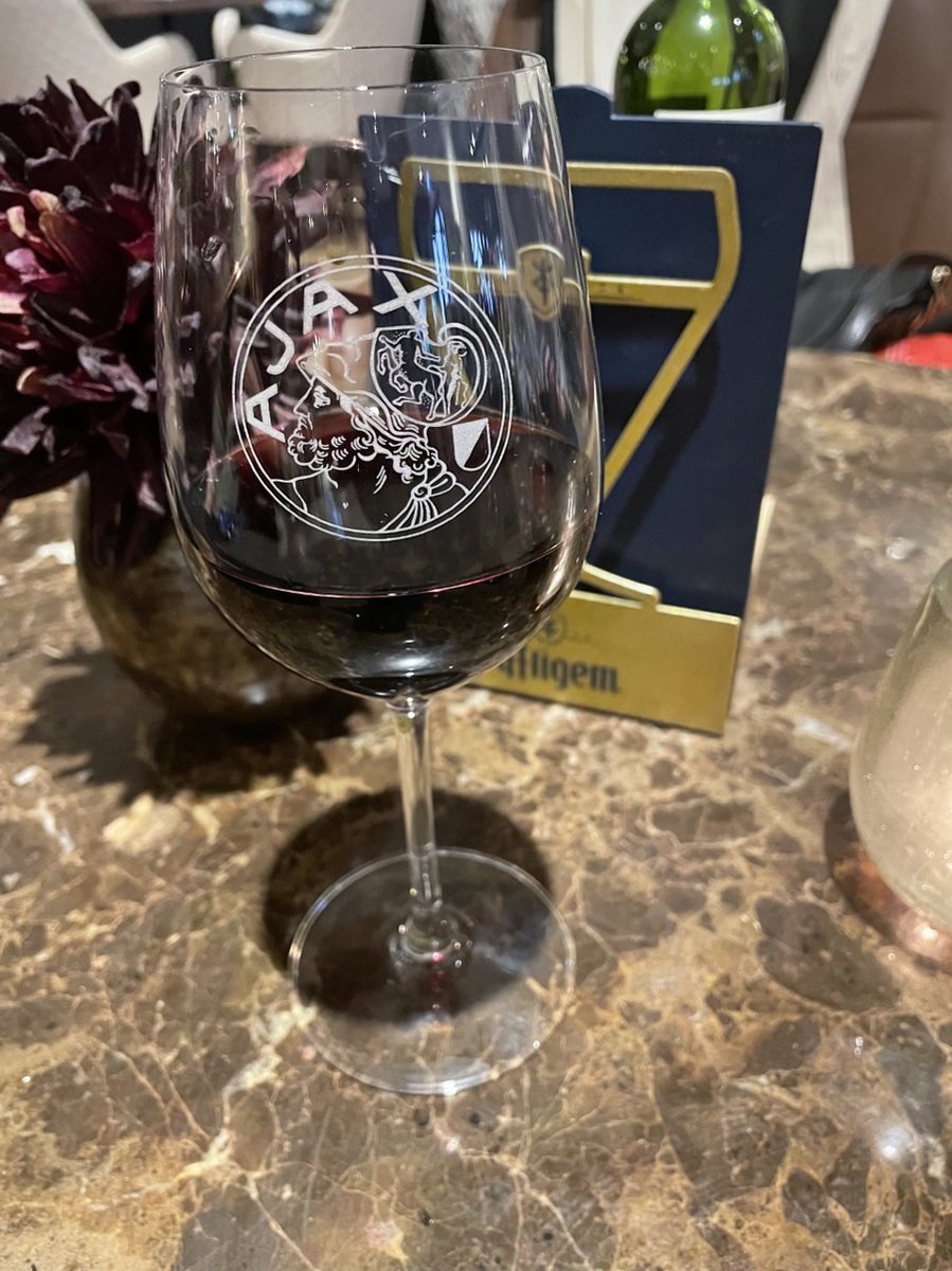 Wijnglas Ajax/Wijnglas met oude ajax logo/Gegraveerd wijnglas ajax