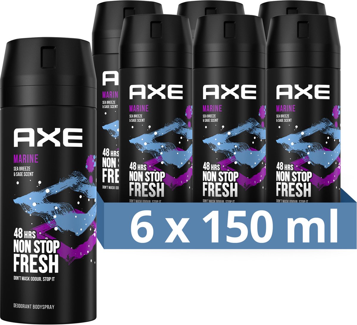 Axe Marine Bodyspray Deodorant - 6 x 150 ml - Voordeelverpakking | bol.com
