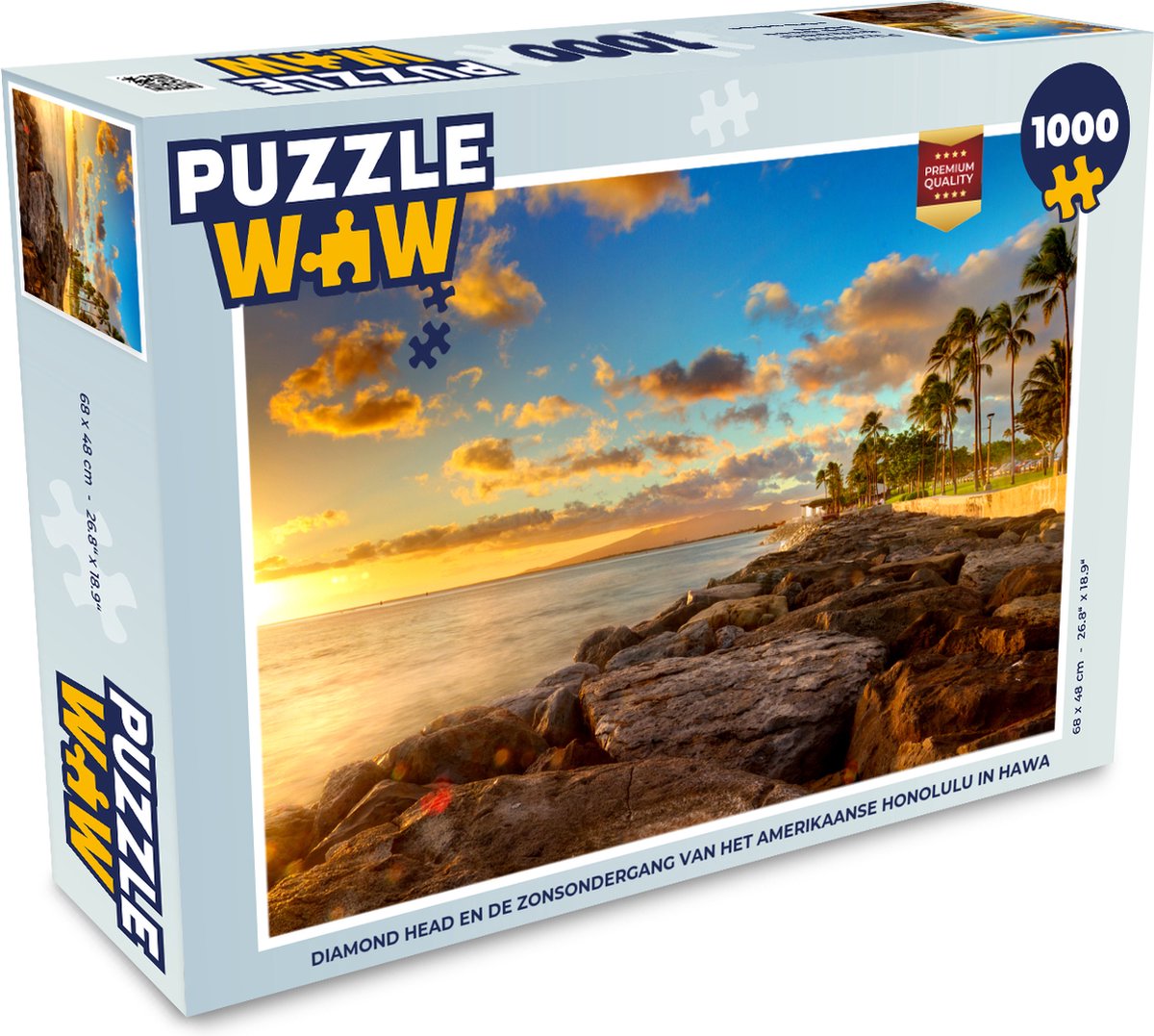 Puzzel Diamond Head en de zonsondergang van het Amerikaanse Honolulu in Hawaii - Legpuzzel - Puzzel 1000 stukjes volwassenen