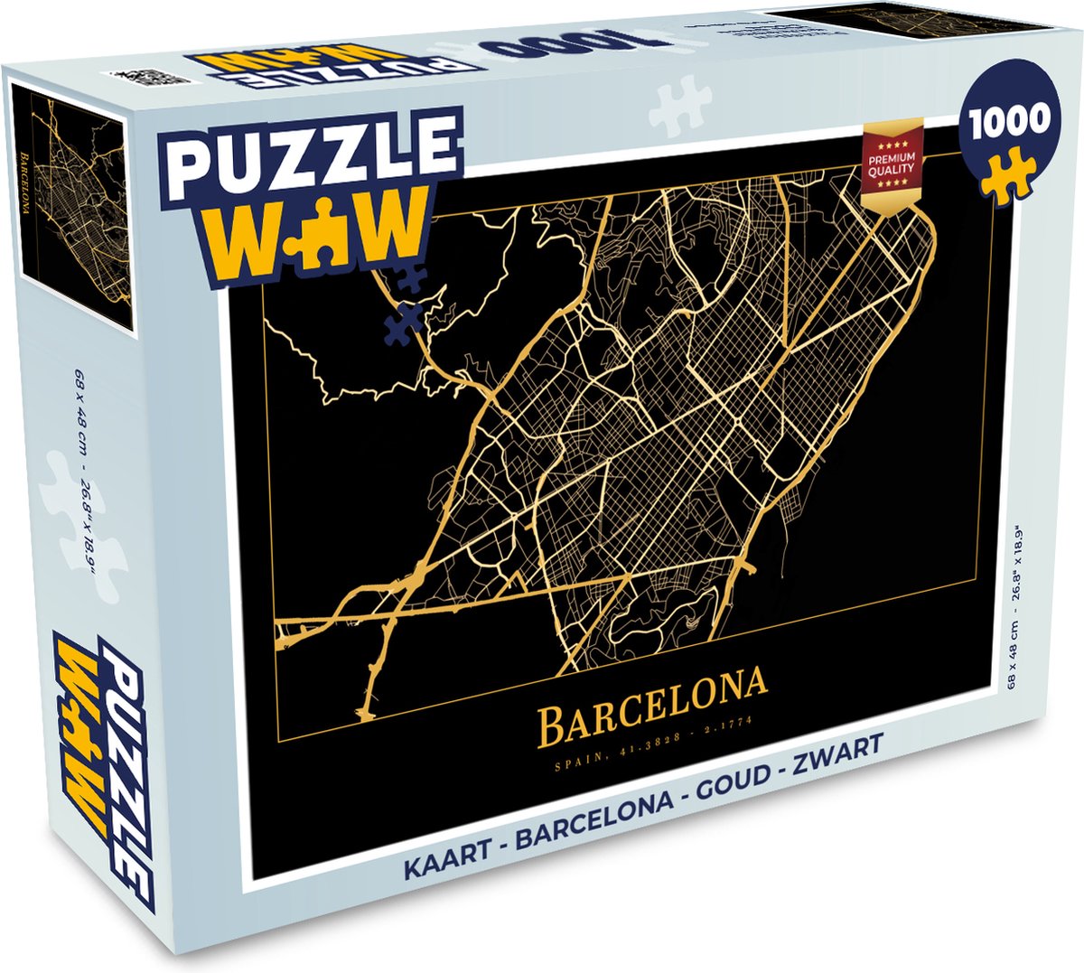 Puzzel Kaart - Barcelona - Goud - Zwart - Legpuzzel - Puzzel 1000 stukjes  volwassenen | bol.com
