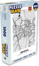 Puzzel Stadskaart - Breda - Grijs - Wit - Legpuzzel - Puzzel 1000 stukjes volwassenen - Plattegrond