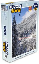 Puzzel Trein door het landschap van Zwitserland in de winter - Legpuzzel - Puzzel 1000 stukjes volwassenen