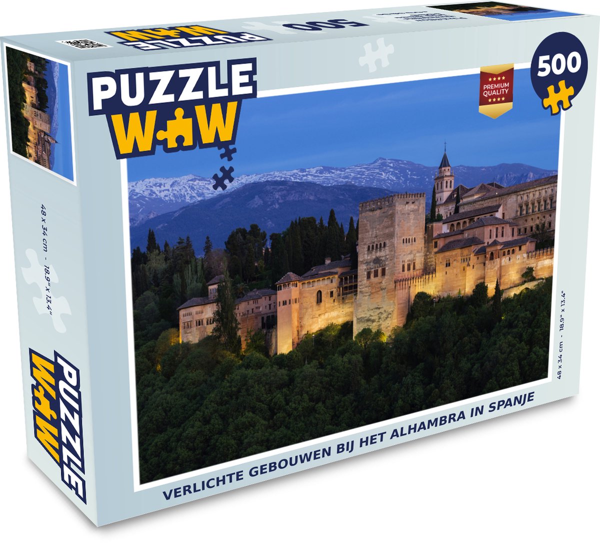 Puzzel Verlichte gebouwen bij het Alhambra in Spanje - Legpuzzel - Puzzel 500 stukjes - PuzzleWow