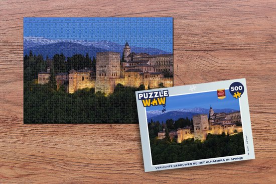 Puzzel Verlichte gebouwen bij het Alhambra in Spanje - Legpuzzel - Puzzel 500 stukjes - PuzzleWow