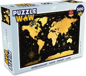 Puzzel Wereldkaart - Goud - Zwart - Luxe - Legpuzzel - Puzzel 500 stukjes