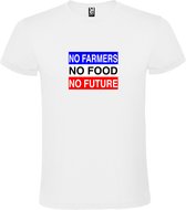 Wit Polyester T shirt met print van "No Farmer No Food No Future" print Blauw Wit Rood size XS