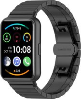 Stalen Smartwatch bandje - Geschikt voor Huawei Watch Fit 2 metalen bandje - zwart - Strap-it Horlogeband / Polsband / Armband