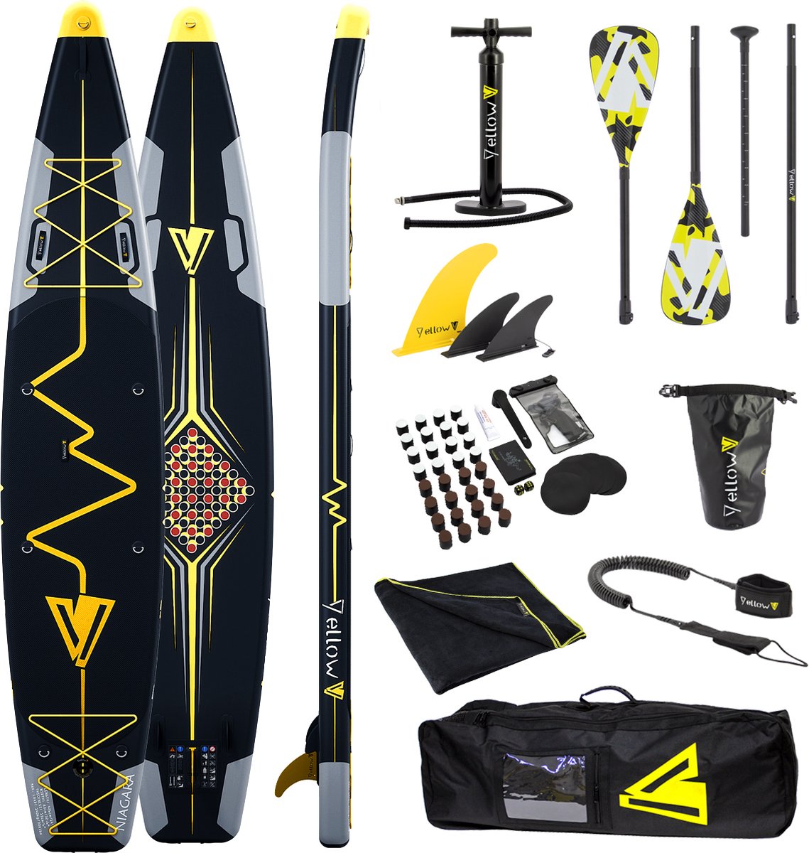 Stand Up Paddle board - opblaasbaar SUP BOARD YellowV Heartbeat 14 "Niagara" - 426 cm - overnight touring