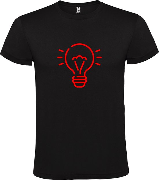 Zwart T shirt met print van " Light bulb / gloeilamp " print Rood size 3XL