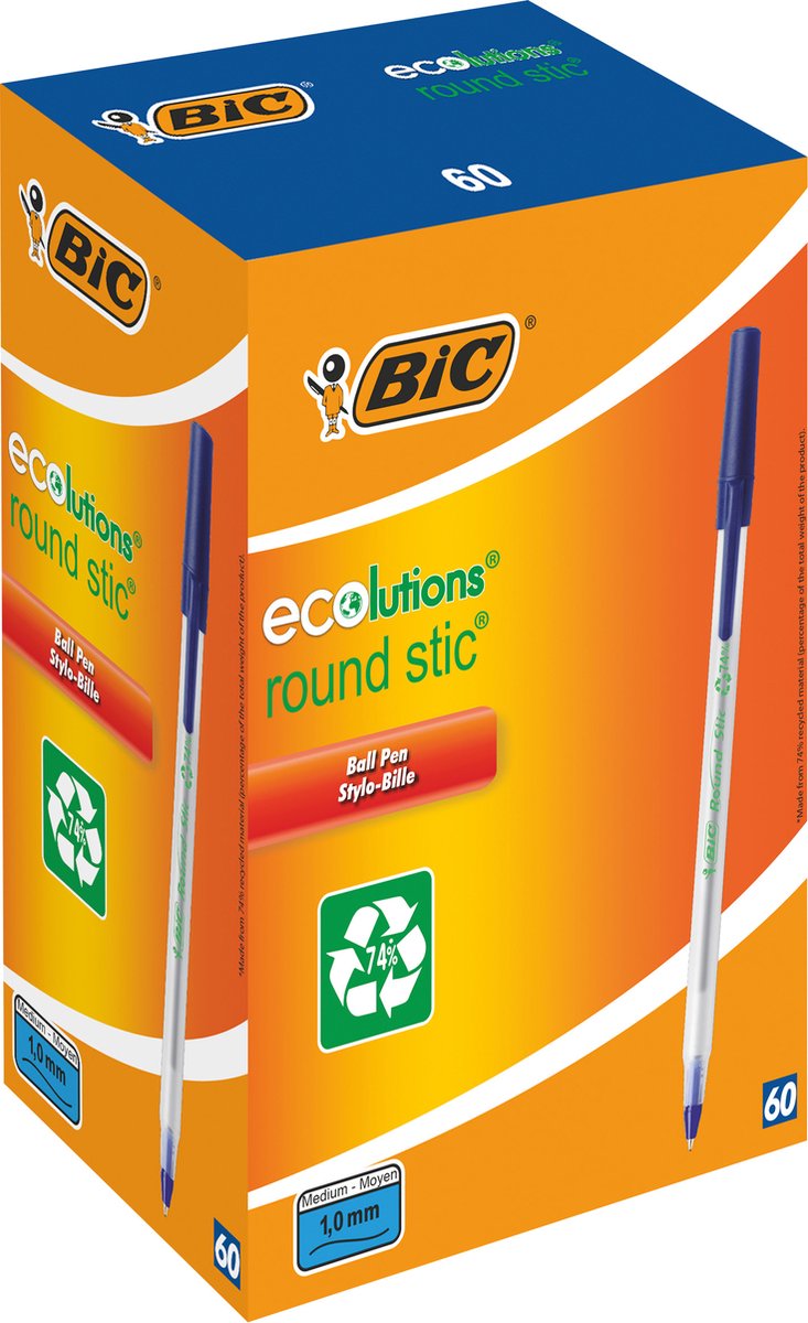 Penna a Sfera Ecolution Round Stic Bic 1 Blu 3086123256651